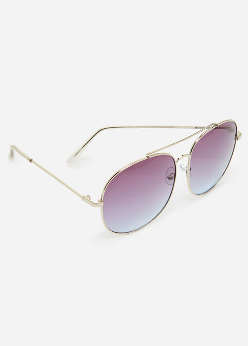 Silver Ombre Aviator Sunglasses, Silver image number 0