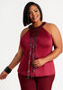 Chain Halter Keyhole Knit Top, Rhododendron image number 0
