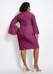 Lace Cold Shoulder Sheath Dress, Raspberry Radiance image number 1