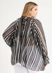 Stripe Sheer Open Sleeve Blouse, White Black image number 1
