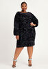 Sequin Embellished Velvet Dress, Black image number 0