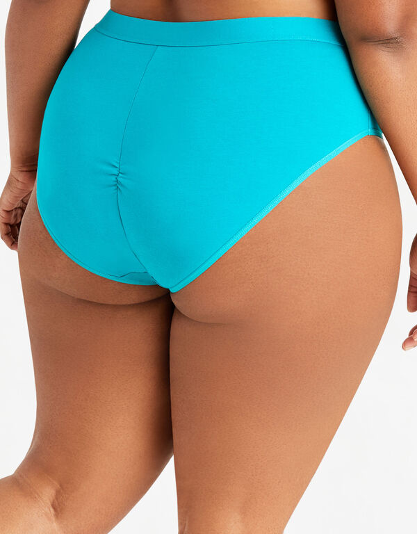 Cotton Ruched Bikini Panty, Teal image number 1