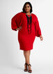 Drama Sleeve Keyhole Bodycon Dress, Barbados Cherry image number 0