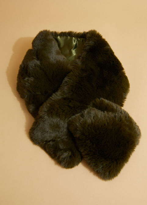 Pull Through Faux Mink Scarf, Green image number 2