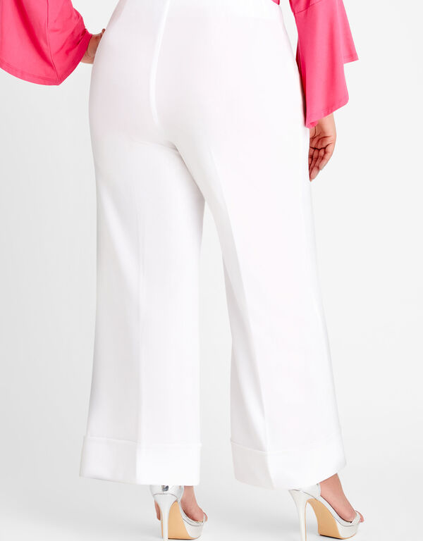 High Waist Cuffed Wide Leg Pant, White image number 1