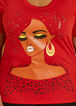 Face Print Studded Graphic Tee, Barbados Cherry image number 2