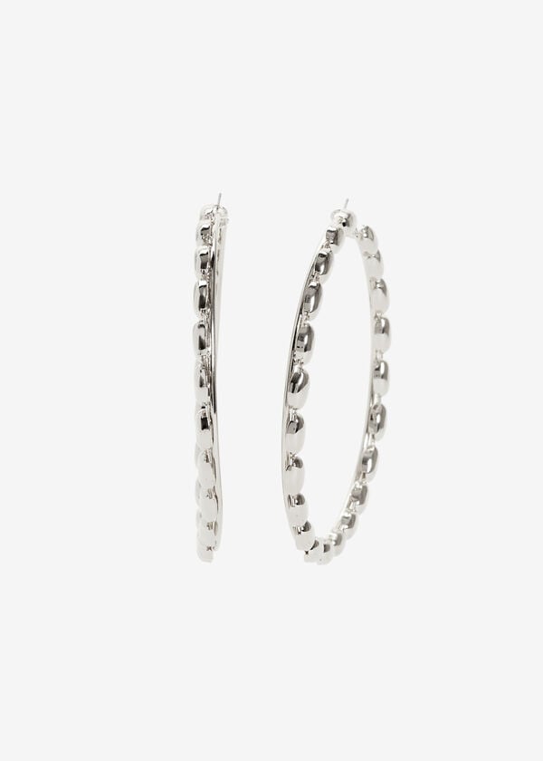 Silver Textured Hoops, Silver image number 0