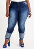 Plus Size skinny jeans cuff denim plus size high waist image number 0