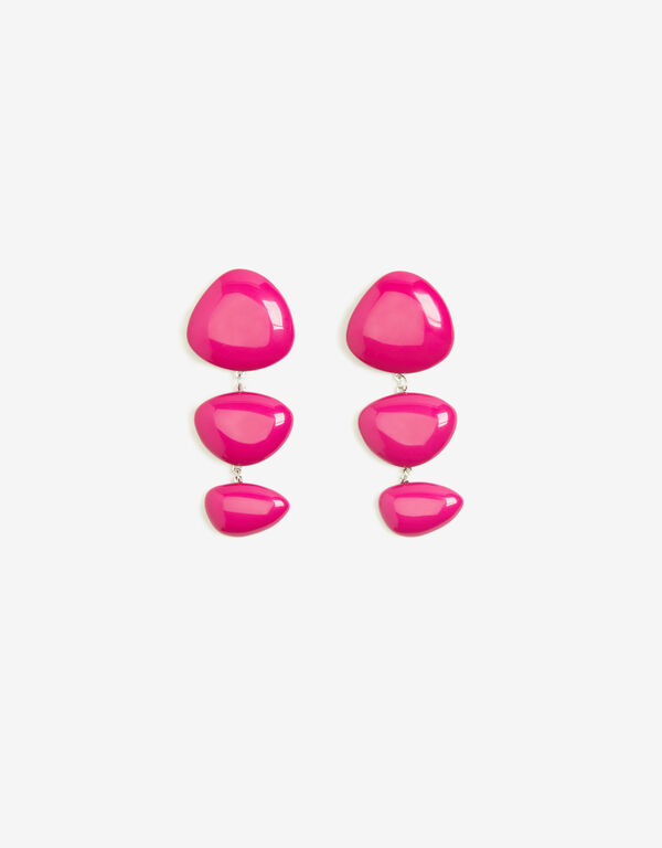 Tiered Resin Drop Earrings, Fuchsia Red image number 0