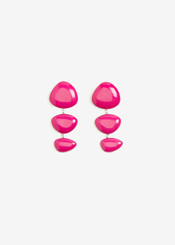 Tiered Resin Drop Earrings, Fuchsia Red image number 0