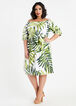 Belted Palm Leaf Cotton Dress, Artichoke Green image number 0