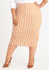 Printed Stretch Crepe Pencil Skirt, Camel Taupe image number 0