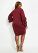 Knit Tiered Sleeve Mini Dress, Burgundy image number 1