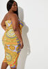 Strapless Printed Bodycon Dress, Multi image number 1