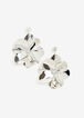 Silver Diamond Flower Drop Earrings, Silver image number 0