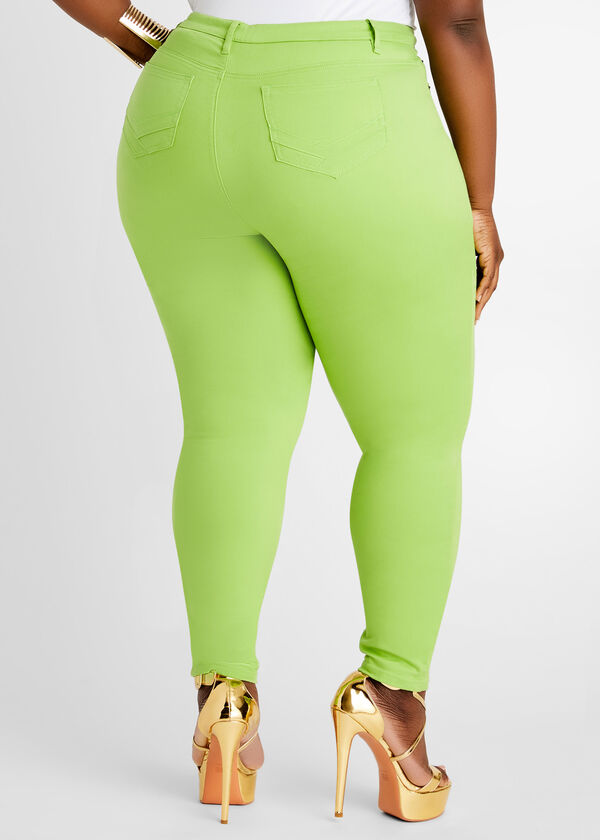 Stretch High Waist Skinny Jeans, Parrot Green image number 1