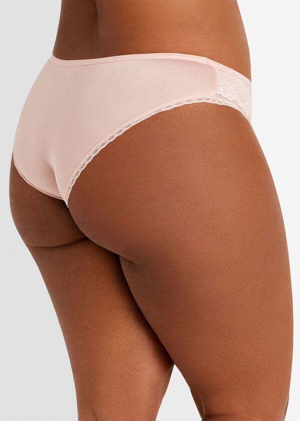 Microfiber & Lace Cheeky Hipster, Light Pink image number 1