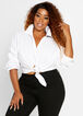 Tall Split Collar Button Up Top, White image number 3