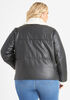 Levi Faux Leather Puffer Jacket, Black image number 1