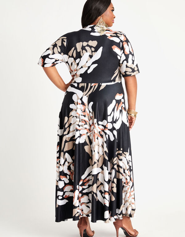 Abstract Surplice Maxi Dress, Black Combo image number 1