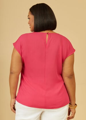 Cap Sleeved Blouse, Pink Peacock image number 1