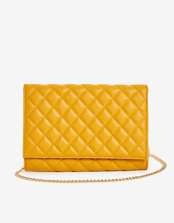 Quilted Faux Leather Shoulder Bag, Nugget Gold image number 0
