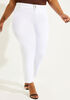Two Button Mid Rise Skinny Jeans, White image number 2