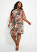 Mixed Print Batwing Sleeve Dress, Multi image number 0