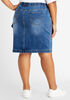Slit Front Knee Length Denim Skirt, Medium Blue image number 1