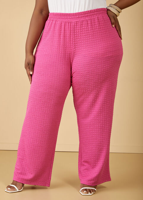 Textured Knit Straight Leg Pants, Pink image number 2