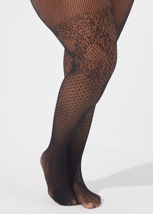 Plus Size Fishnet Mesh Control Top Shaping Tights