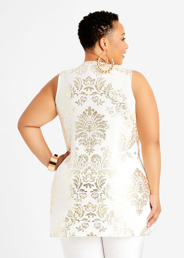 Foil Scroll Bar Neck Tunic, White image number 1
