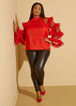 Ruffled Shirred Blouse, Barbados Cherry image number 2