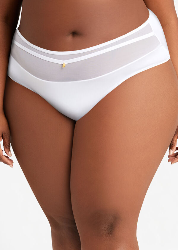 Micro Hipster Panty With Mesh, White image number 1