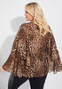 Layered Leopard Print Blouse, Tan image number 1