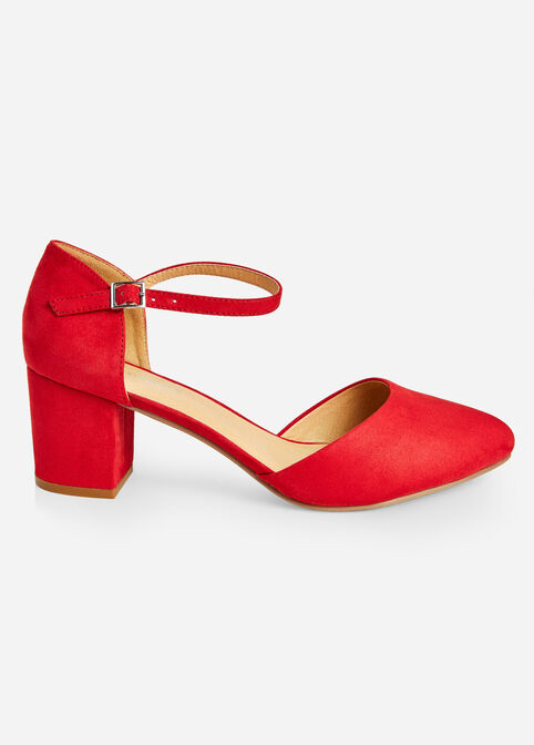 Ankle Strap Wide Width Heels, Red image number 2