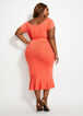 Belted Flounce Sweater Dress, Hot Coral image number 1