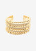 Gold Tone Crystal Layered Cuff, Gold image number 1