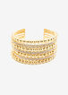 Gold Tone Crystal Layered Cuff, Gold image number 1