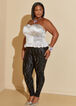 Strapless Ruched Satin Bustier Top, Silver image number 3