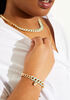 Gold Tone Cuban Link Bracelet, Ice Green image number 0