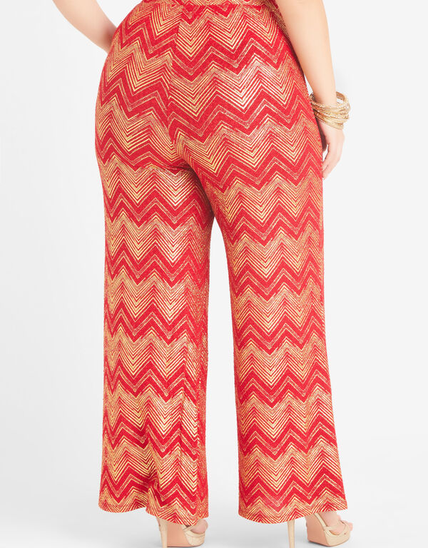 Textured Knit Wide Leg Pants, Barbados Cherry image number 1