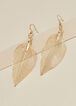 Gold Tone Leaf Earrings, Gold image number 2