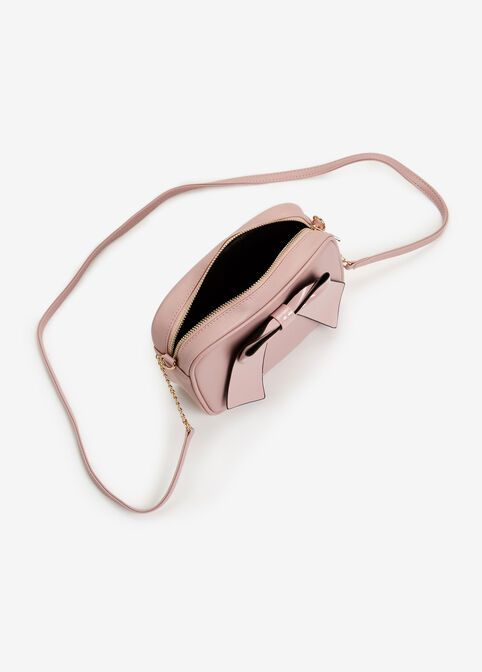 Bow Faux Leather Rectangle Bag, Rose image number 2