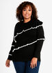 Two Tone Asymmetric Ruffle Sweater, Black image number 0