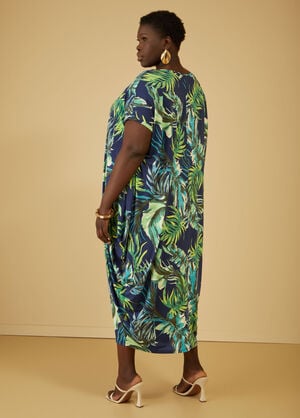 Palm Print Draped Maxi Dress, Sodalite image number 1