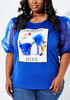 Embellished Fashion Diva Top, Royal Blue image number 2