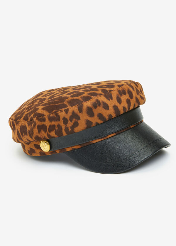 Animal Print Cabbie Hat, Black Animal image number 0