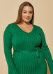 Belted Ribbed Midi Sweater Dress, Abundant Green image number 2