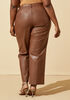 Faux Leather Straight Leg Trousers, Potting Soil image number 1